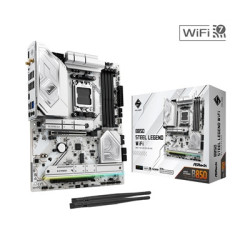 ASRock B850 Steel Legend WiFi AMD AM5 Socket Motherboard  ATX  4x DDR5 Slots  4x M.2 Sockets  Fitted I/O Shield  2.5GbE LAN  Wi-