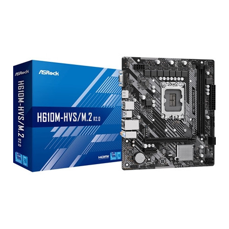 ASRock H610M-HVS/M.2 R2.0 Super Alloy Intel 1700 Socket Motherboard  Micro-ATX  2x DDR4 Slots  1x M.2 Socket  GbE LAN  1x D-Sub 