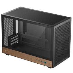 DeepCool CH260 Micro-ATX Mini Tower PC Gaming Case  Wood  Tempered Glass Side Panel USB Type-C High Airflow Supports ATX PSU & R