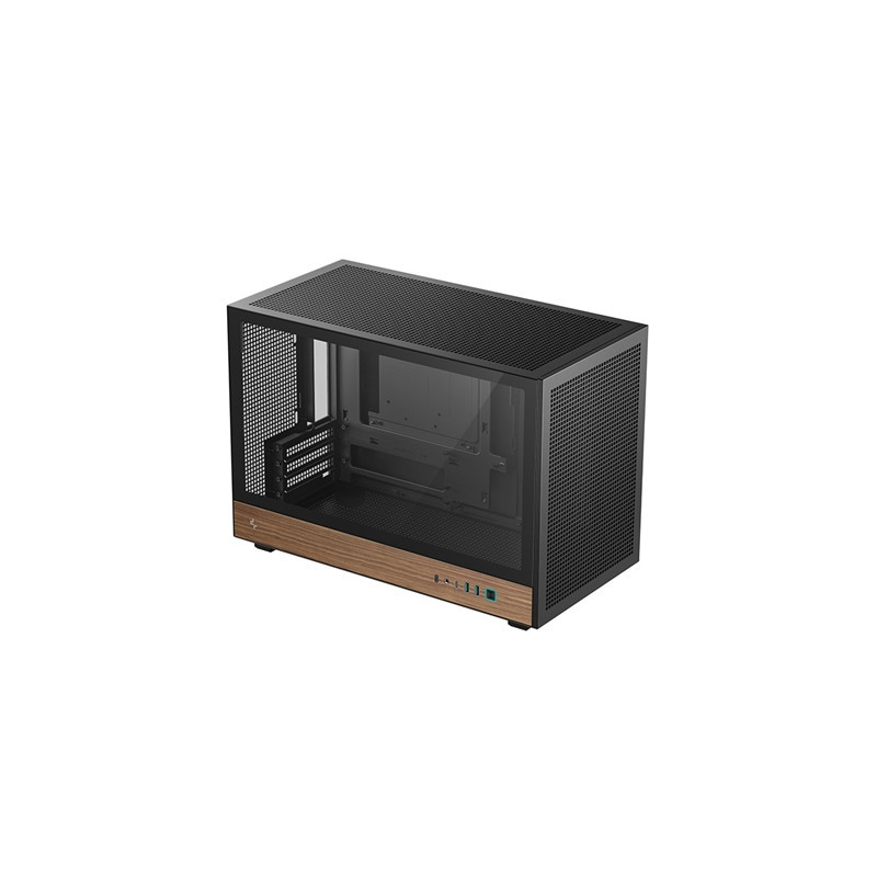DeepCool CH260 Micro-ATX Mini Tower PC Gaming Case  Wood  Tempered Glass Side Panel USB Type-C High Airflow Supports ATX PSU & R