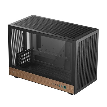 DeepCool CH260 Micro-ATX Mini Tower PC Gaming Case  Wood  Tempered Glass Side Panel USB Type-C High Airflow Supports ATX PSU & R