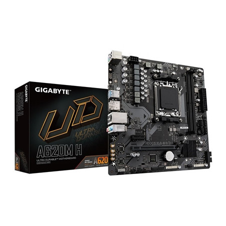 Gigabyte A620M H Ultra Durable AMD AM5 Socket Motherboard  Micro-ATX  2x DDR5 Slots  1x M.2 Socket  GbE LAN  1x DisplayPort / 1x