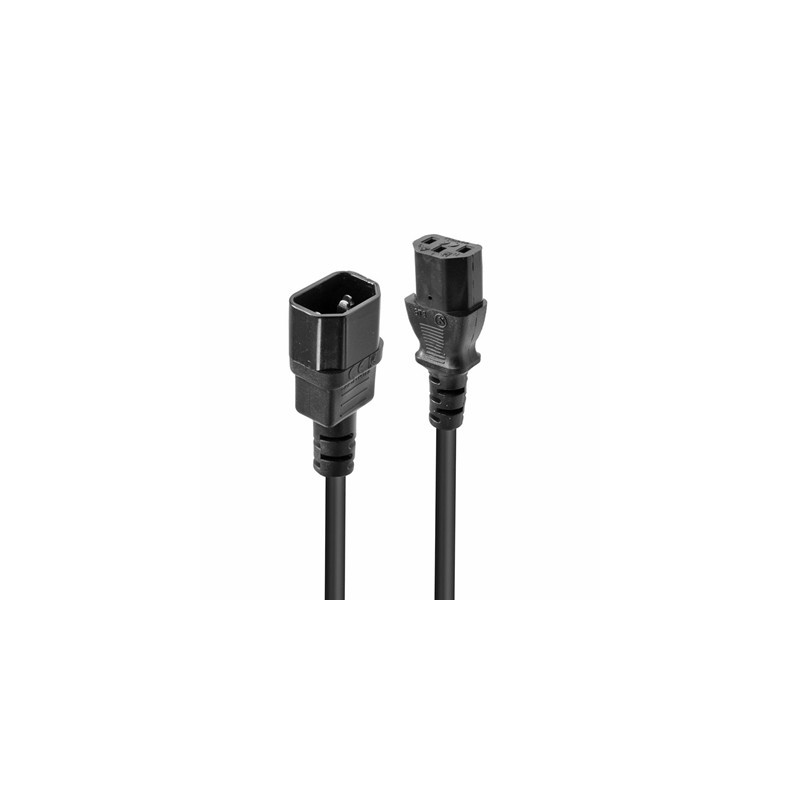 Lindy 30331 2m IEC C14 (Kettle) To IEC C13 (Kettle) Mains Extension Cable - Black  Perfect for use in Offices  Control Rooms  Di