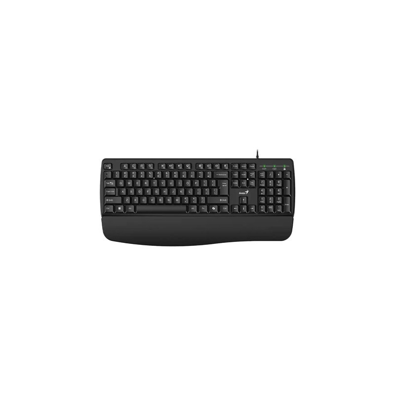 Genius KB-123 Wired AI Copilot Business Keyboard with Palm Rest  USB Plug and Play  Multimedia Function Keys  Full Size UK Layou