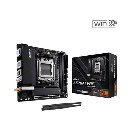 ASRock A620AI WIFI AMD AM5 Socket Motherboard  Mini-ITX  2x DDR5 Slots  2x M.2 Socket  2.5GbE LAN  Wi-Fi 6E  1x HDMI Port