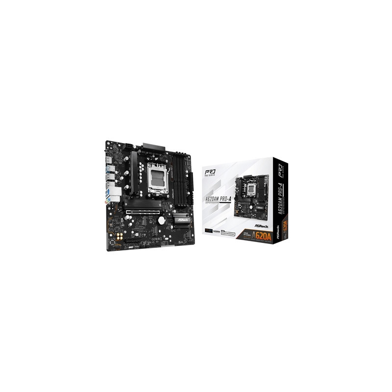 ASRock A620AM PRO-A AMD Socket AM5 Motherboard  4x DDR5 Slots  3x M.2 Socket  2.5GbE LAN  1x HDMI Port