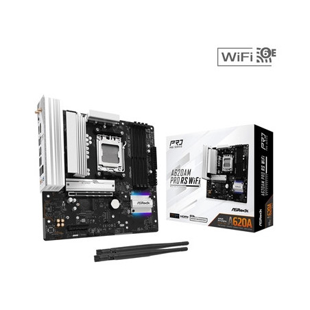ASRock A620AM Pro RS WiFi AMD Socket AM5 Motherboard  4x DDR5 Slots  3x M.2 Socket  2.5GbE LAN  Wi-Fi 6E  1x HDMI Port / 1x Disp