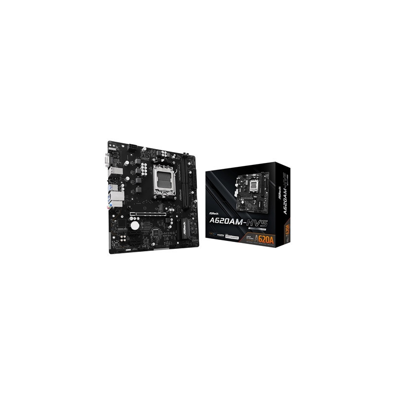 ASRock A620AM-HVS AMD AM5 Socket Motherboard  Micro-ATX  2x DDR5 Slots  2x M.2 Socket  GbE LAN  1x D-Sub / 1x HDMI Port