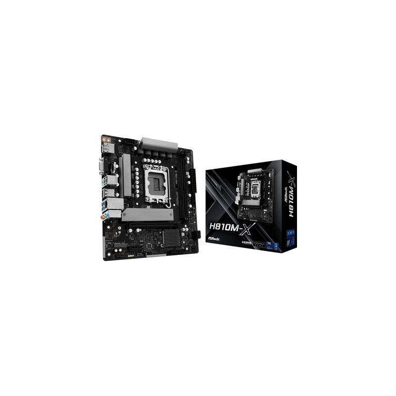 ASRock H810M-X Intel Socket 1851 Motherboard  2x DDR5 DIMM Slots  1x M.2 Socket  2.5G LAN  1x HDMI Port / 1x DisplayPort