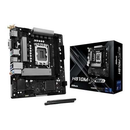 ASRock H810M-X WIFI Intel Socket 1851 Motherboard  2x DDR5 DIMM Slots  1x M.2 Socket  2.5G LAN  WiFi 5  1x HDMI Port / 1x Displa