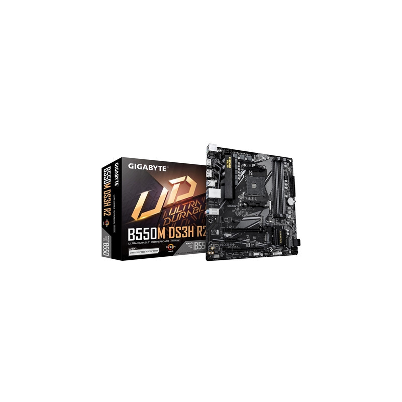 Gigabyte B550M DS3H R2 AMD AM4 Socket Motherboard  Micro-ATX  4x DDR4 Slots  2x M.2 Sockets  GbE LAN  1x DisplayPort / 1x HDMI P