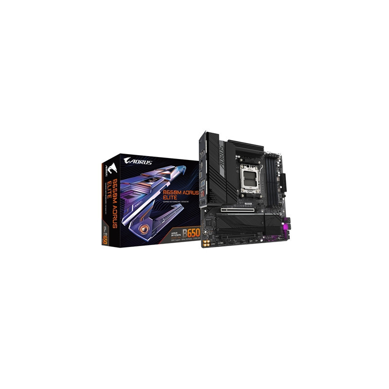Gigabyte B650M AORUS ELITE AMD AM5 Socket Motherboard  Micro-ATX  4x DDR5 Slots  2x M.2 Socket  Fitted I/O Shield  2.5GbE LAN  1