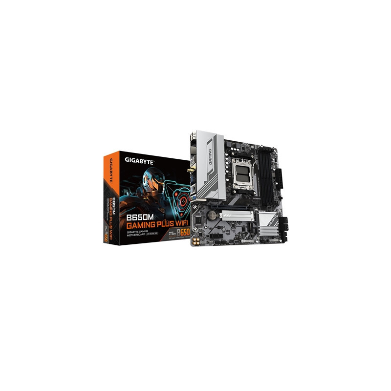 Gigabyte B650M GAMING PLUS WIFI (Rev.1.2) AMD AM5 Socket Motherboard  Micro-ATX  4x DDR5 Slots  2x M.2 Socket  Fitted I/O Shield