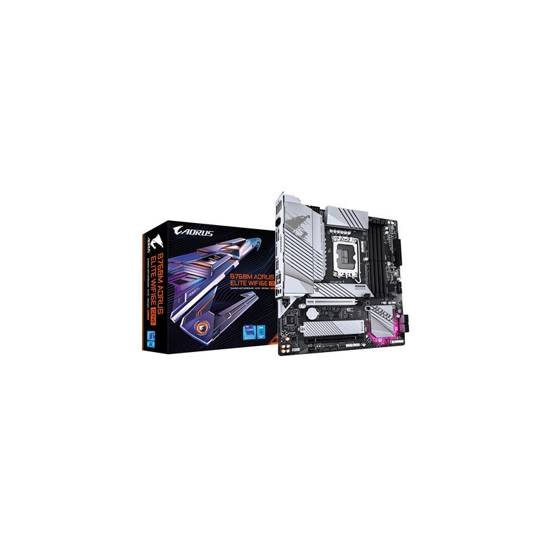 Gigabyte B760M AORUS ELITE WIFI6E GEN5 Intel 1700 Socket Motherboard  Micro-ATX  4x DDR5 Slots  2x M.2 Socket  2.5GbE LAN  1x HD