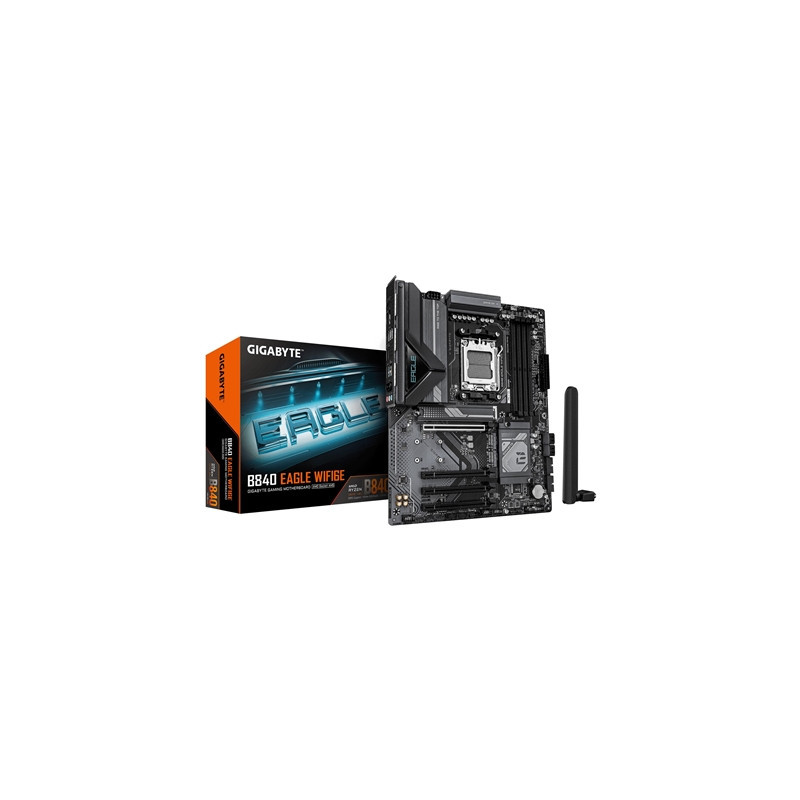 Gigabyte B840 EAGLE WIFI6E AMD AM5 Socket Motherboard  ATX  4x DDR5 Slots  3x M.2 Socket  Fitted I/O Shield  2.5GbE LAN  Wi-Fi 6