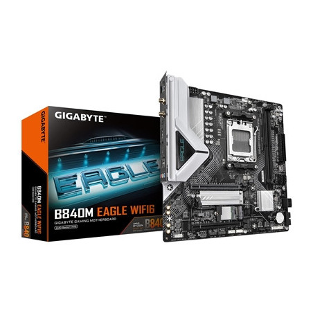 Gigabyte B840M EAGLE WIFI6 AMD AM5 Socket Motherboard  Micro-ATX  2x DDR5 Slots  2x M.2 Socket  Fitted I/O Shield  2.5GbE LAN  W