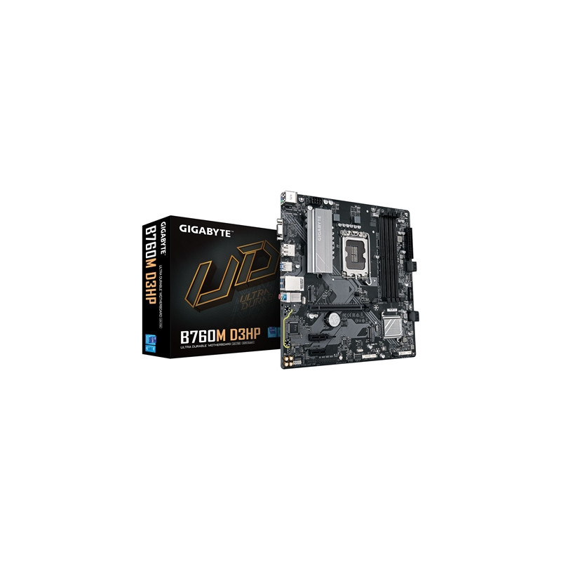 Gigabyte B760M D3HP Intel 1700 Socket Motherboard  Micro-ATX  4x DDR5 Slots  2x M.2 Sockets  1x USB-C Port  GbE LAN  1x D-Sub / 