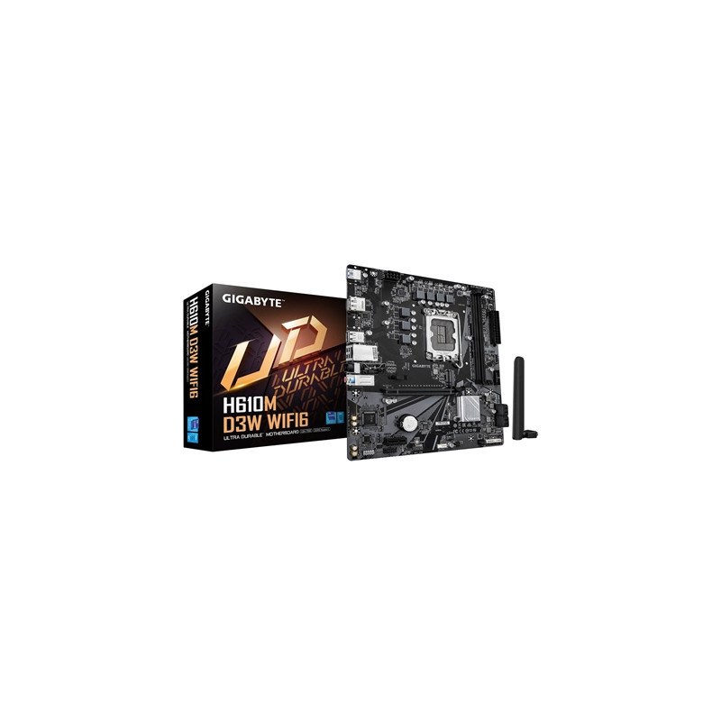 Gigabyte H610M D3W WIFI6 (Rev. 1.1) Intel 1700 Socket Motherboard  Micro-ATX  2x DDR5 Slots  1x M.2 Socket  GbE LAN  WiFi 6  1x 