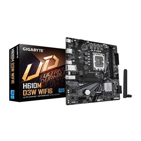 Gigabyte H610M D3W WIFI6 (Rev. 1.1) Intel 1700 Socket Motherboard  Micro-ATX  2x DDR5 Slots  1x M.2 Socket  GbE LAN  WiFi 6  1x 