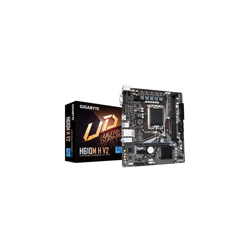 Gigabyte H610M H V2 (Rev. 1.0) Intel 1700 Socket Motherboard  Micro-ATX  2x DDR5 Slots  1x M.2 Socket  GbE LAN  1x D-Sub / 1x HD