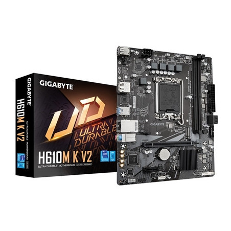 Gigabyte H610M K V2 DDR5 Anti-Sulfur Resistor Intel 1700 Socket Motherboard  Micro-ATX  2x DDR5 Slots  1x M.2 Socket  GbE LAN  1
