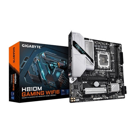 Gigabyte H810M GAMING WIFI6 Intel 1851 Socket Motherboard  Micro-ATX  2x DDR5 Slots  1x M.2 Socket  Fitted I/O Shield  2.5GbE LA