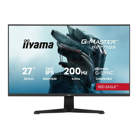 iiyama G-Master Red Eagle gaming monitor G2771QS-B1 27“ Black  Ultra Slim Bezel  QHD Resolution  IPS  200Hz  0.5ms  Nvidia G-Syn
