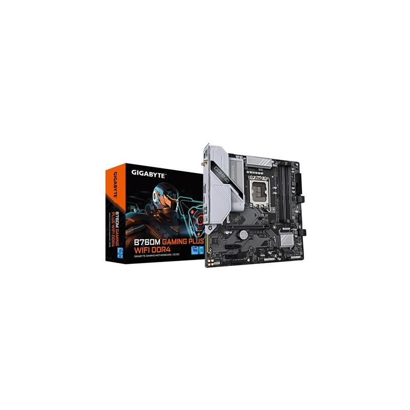 Gigabyte B760M GAMING PLUS WIFI DDR4 Intel 1700 Socket Motherboard  Micro-ATX  4x DDR4 Slots  2x M.2 Sockets  Fitted I/O Shield 