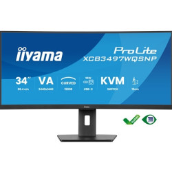 iiyama ProLite Curved Monitor XCB3497WQSNP-B1 34“ VA Ultra-Wide Screen with KVM Switch  LAN  USB-C Dock  0.4ms  120Hz  HDMI  Dis