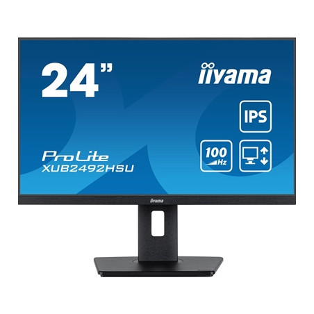 iiyama PROLITE XUB2492HSU-B6 24 inch IPS Monitor  Full HD  0.4ms  HDMI  DisplayPort  USB Hub  Freesync  100Hz  Speakers  Black  