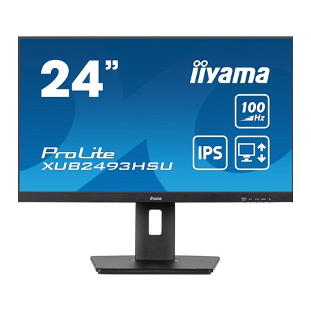 iiyama PROLITE XUB2493HSU-B7 24 Inch IPS Monitor  Full HD  1ms  100Hz  USB Hub x 2  HDMI  DisplayPort  Speakers  Black  Internal
