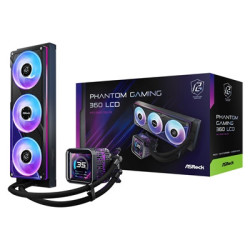 ASRock Phantom Gaming 360 LCD AIO Liquid CPU Cooler  360mm Radiator  Triple 120mm PWM ARGB Fans  LCD Display  Intel LGA1700/1851