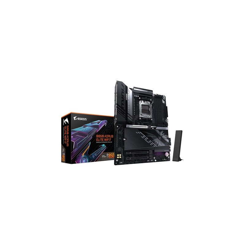 Gigabyte B850 AORUS ELITE WIFI7 AMD AM5 Socket Motherboard  ATX  4x DDR5 Slots  3x M.2 Sockets  2x USB-C Port  Fitted I/O Shield