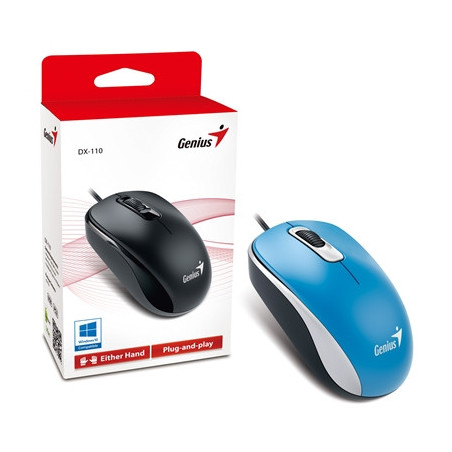 Genius DX-110 Wired USB Plug and Play Mouse  1000 DPI Optical Tracking  3 Button with Scroll Wheel  Ambidextrous Design with 1.5
