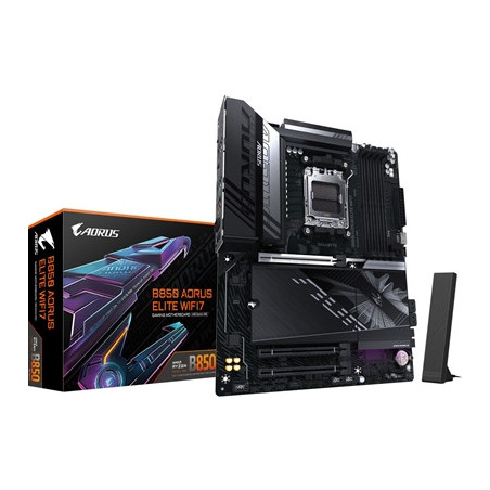 Gigabyte B850 AORUS ELITE WIFI7 AMD AM5 Socket Motherboard  ATX  4x DDR5 Slots  3x M.2 Sockets  2x USB-C Port  Fitted I/O Shield