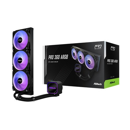 ASRock Pro 360 ARGB AIO Liquid CPU Cooler  360mm Radiator  Triple 120mm PWM Fans  Addressable RGB  Intel LGA1700/1851 & AMD AM5/