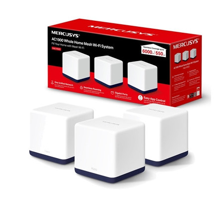 Mercusys Halo H50G (3-pack) AC1900 Whole Home Mesh Wi-Fi System  600 Mbps at 2.4 GHz + 1300 Mbps at 5 GHz  3x Internal Antennas 