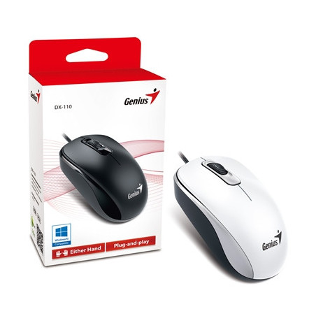Genius DX-110 Wired USB Plug and Play Mouse  1000 DPI Optical Tracking  3 Button with Scroll Wheel  Ambidextrous Design with 1.5