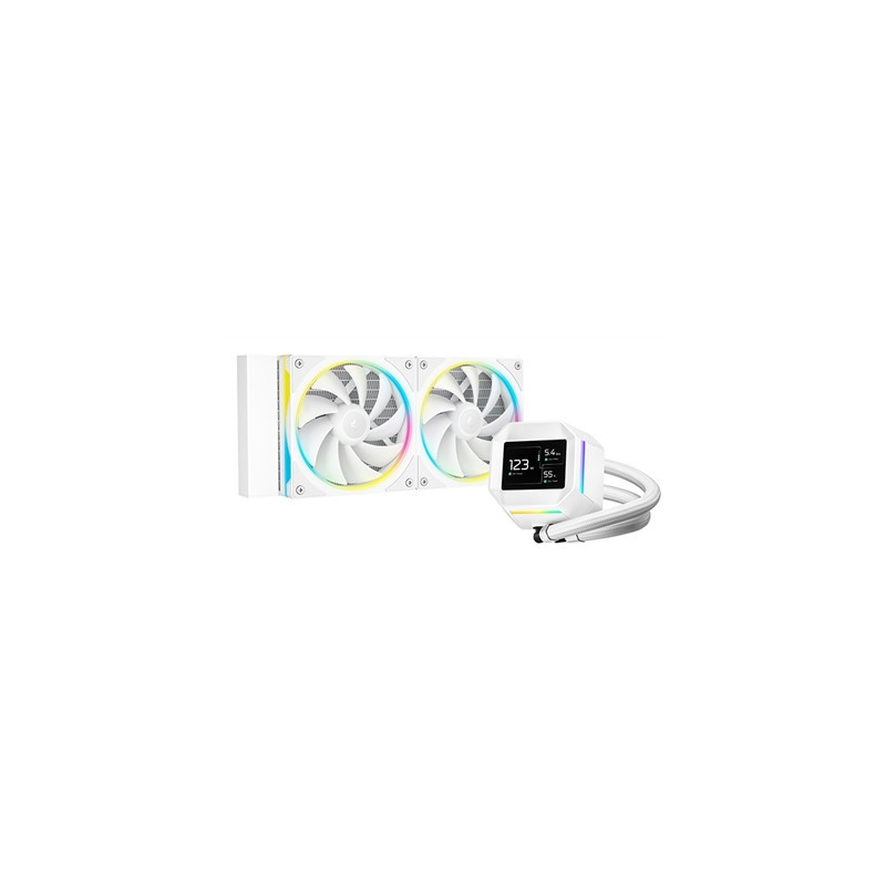 DeepCool LM240 White Liquid CPU Cooler with 2.4“ IPS Display  240mm AIO  Dual 120mm ARGB Fans  Anti-Leak Technology  PWM Pump  I