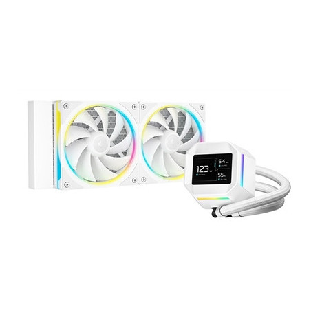 DeepCool LM240 White Liquid CPU Cooler with 2.4“ IPS Display  240mm AIO  Dual 120mm ARGB Fans  Anti-Leak Technology  PWM Pump  I