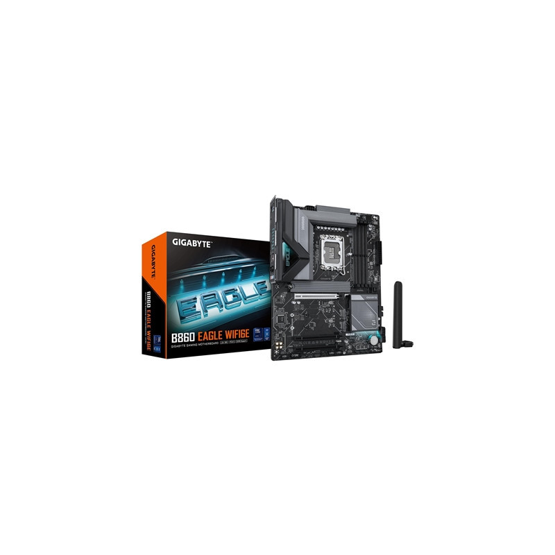 Gigabyte B860 EAGLE WIFI6E Intel 1851 Socket Motherboard  ATX  4x DDR5 Slots  3x M.2 Sockets  Fitted I/O Shield  2.5GbE LAN  Wi-