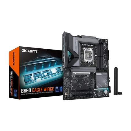 Gigabyte B860 EAGLE WIFI6E Intel 1851 Socket Motherboard  ATX  4x DDR5 Slots  3x M.2 Sockets  Fitted I/O Shield  2.5GbE LAN  Wi-