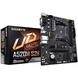 Gigabyte A520M S2H Ultra Durable AMD AM4 Socket Motherboard  Micro-ATX  2x DDR4 Slots  1x M.2 Socket  GbE LAN  1x D-Sub / 1x DVI