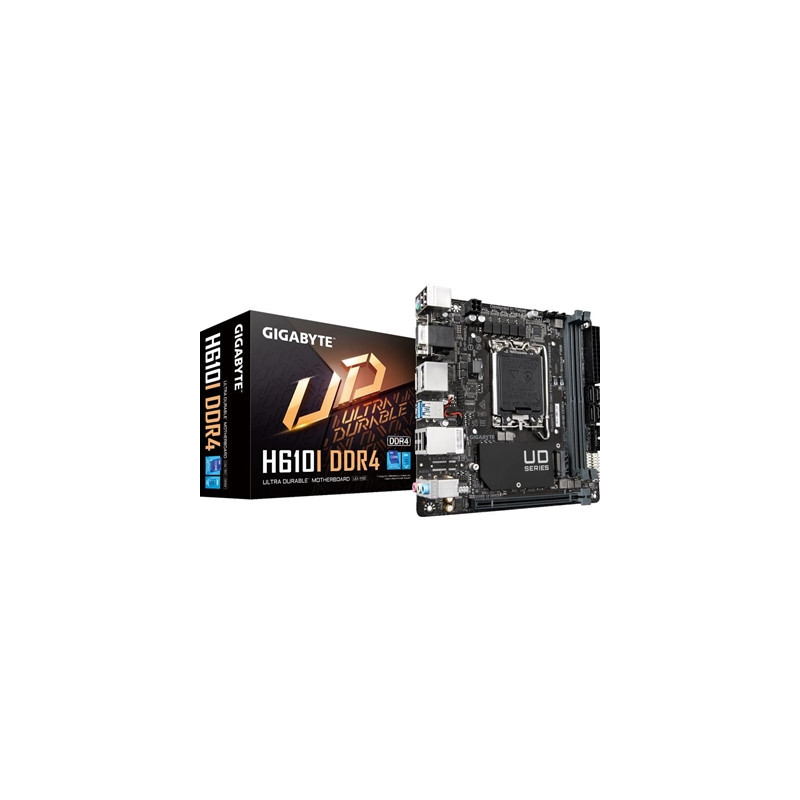 Gigabyte H610I DDR4 Ultra Durable Intel 1700 Socket Motherboard  Mini-ITX  2x DDR4 Slots  1x M.2 Socket  GbE LAN  1x D-Sub / 2x 