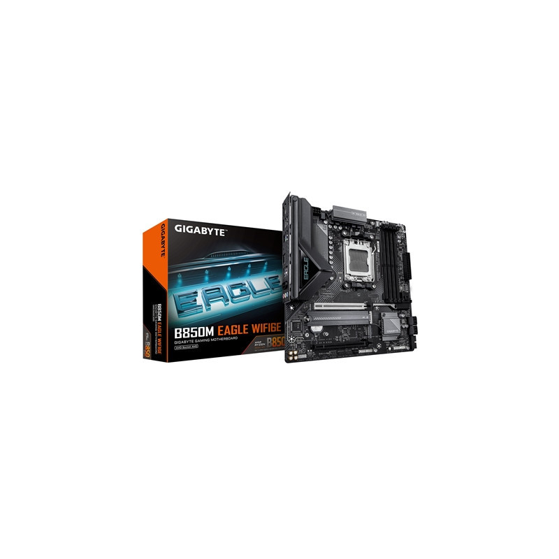 Gigabyte B850M Eagle WIFI6E AMD AM5 Socket Motherboard  Micro ATX  4x DDR5 Slots  2x M.2 Sockets  Fitted I/O Shield  2.5GbE LAN 