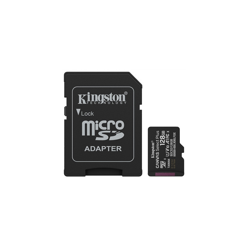 Kingston Canvas Select 128GB Micro SD UHS-I Flash Card with Adapter