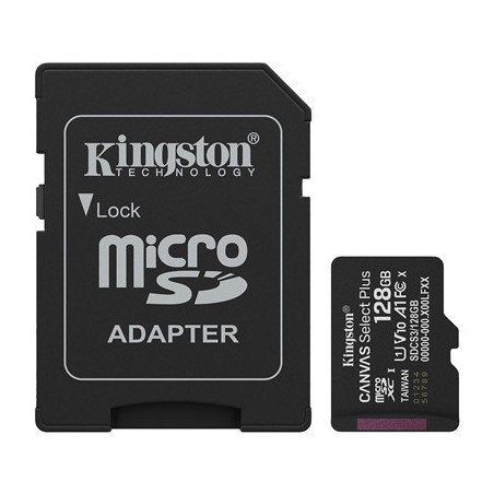 Kingston Canvas Select 128GB Micro SD UHS-I Flash Card with Adapter