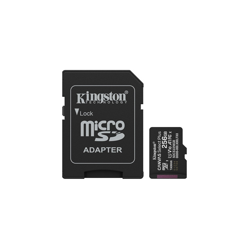 Kingston Canvas Select Plus 256GB Micro SD  Claad 10 UHS-I Flash Card  Lifetime Warranty