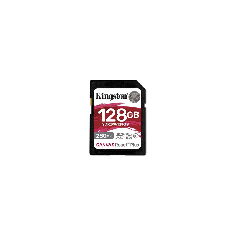 Kingston Canvas React Plus V60 128GB Memory Card  4K  UHS-II  280MB/s R  150MB/s W
