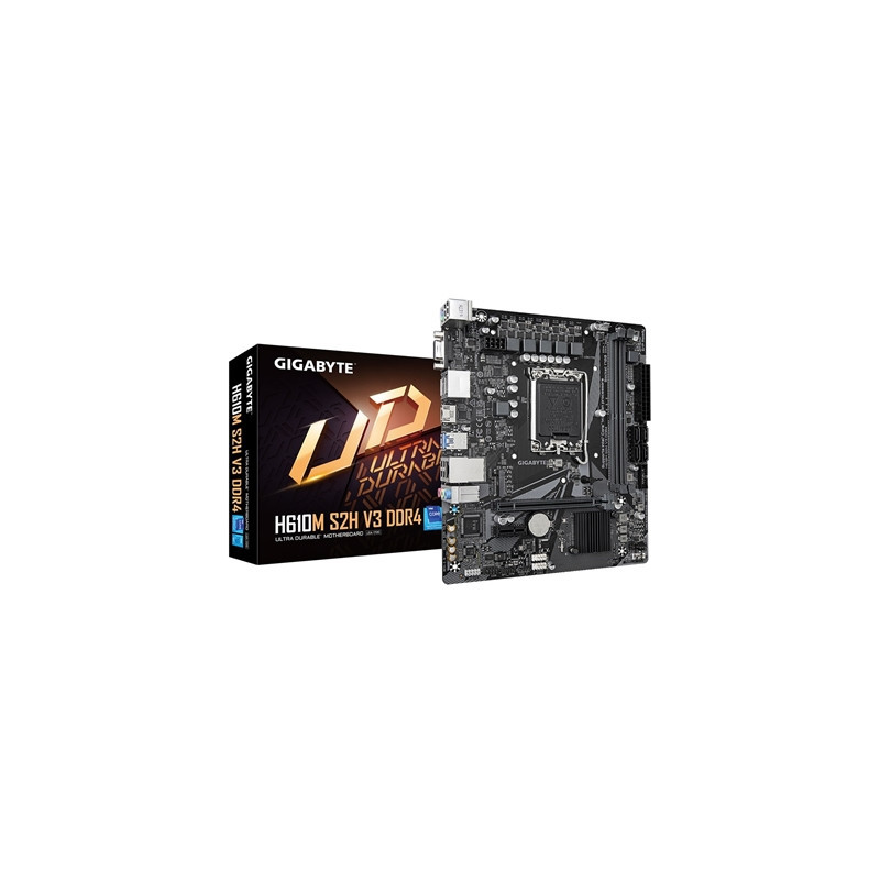 Gigabyte H610M S2H V3 DDR4 Ultra Durable Intel 1700 Socket Motherboard  Micro-ATX  2x DDR4 Slots  1x M.2 Socket  GbE LAN  1x D-S
